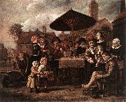 VICTORS, Jan Market Scene with a Quack at his Stall er Sweden oil painting reproduction